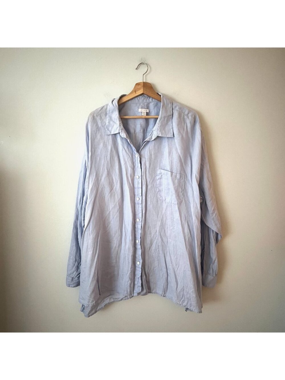 J. Jill Love Linen Blue Button Up Linen Shirt Women's Plus Size 4X